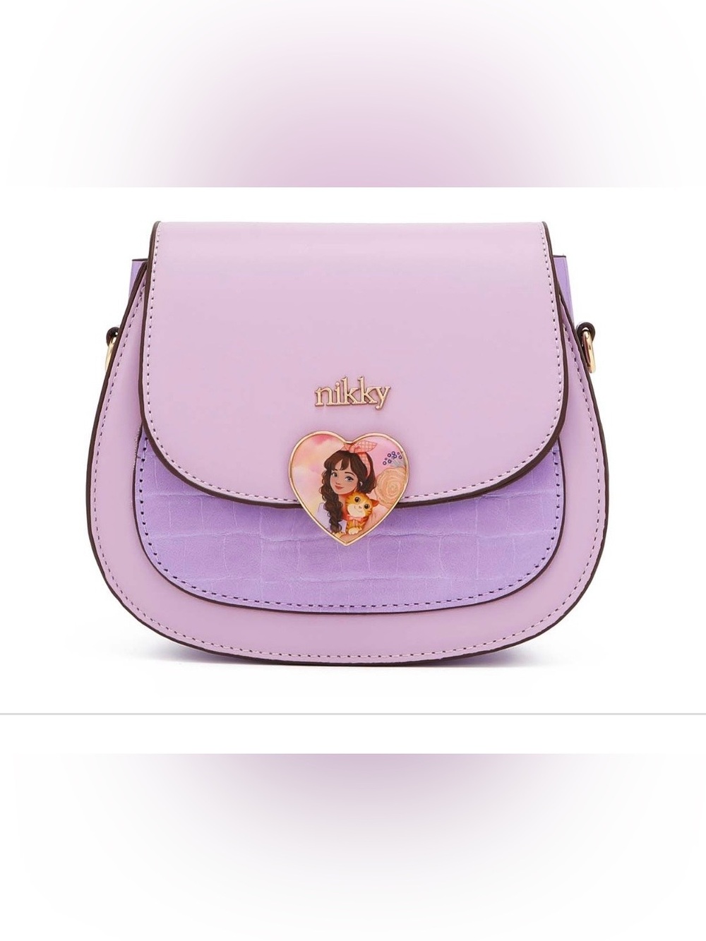 Nikky Lilac Crossbody Bag with Heart Portrait Charm